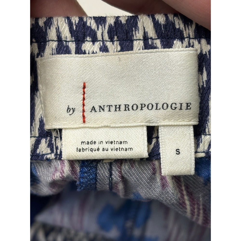 Anthropologie‎ Blue Ikat Print Wide Leg Pants Viscose Boho Trousers S W28 L28 - Picture 4 of 13